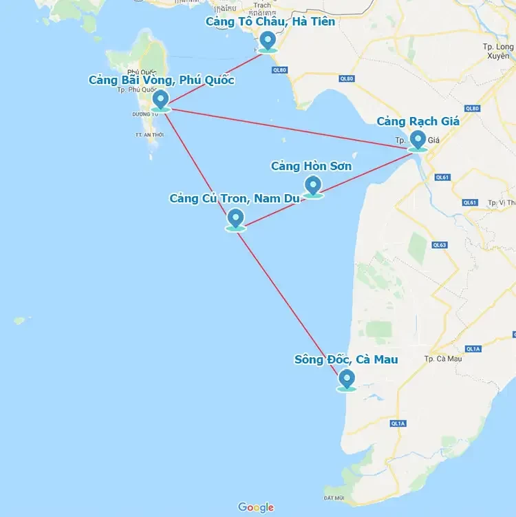 bản đồ tuyến tàu express kiên giang