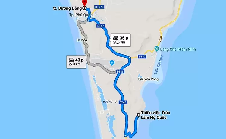 đường đi chùa hộ quốc phú quốc