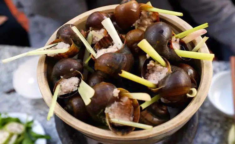 ốc bươu nhồi thịt món ngon đà lạt