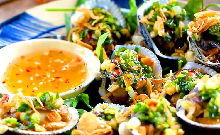 sò nướng mỡ hành món ngon bình hưng