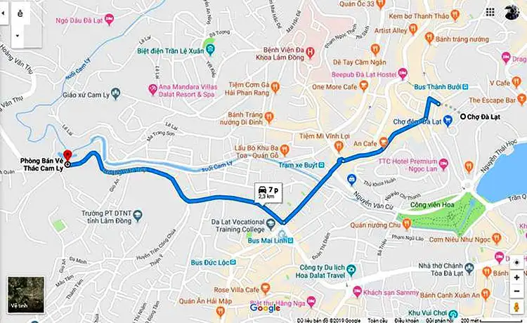 đường đi thác cam ly đà lạt