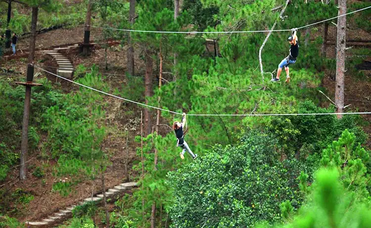 trò chơi đu dây qua cáp khu du lịch thác datanla đà lạt